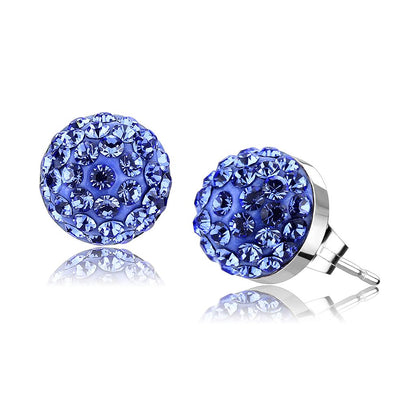 MATK3550 - High polished (no plating) Stainless Steel Earrings with Top Grade Crystal  in Sapphire