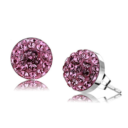 MATK3553 - High polished (no plating) Stainless Steel Earrings with Top Grade Crystal  in Rose