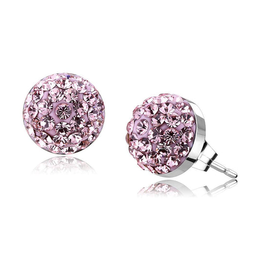 MATK3554 - High polished (no plating) Stainless Steel Earrings with Top Grade Crystal  in Light Rose