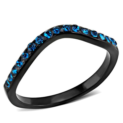 MATK3557 - IP Black(Ion Plating) Stainless Steel Ring with Top Grade Crystal  in Blue Zircon
