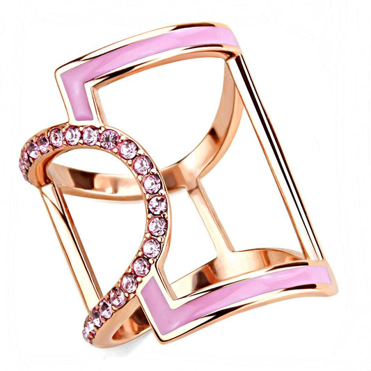 MATK3561 - IP Rose Gold(Ion Plating) Stainless Steel Ring with Top Grade Crystal  in Light Rose