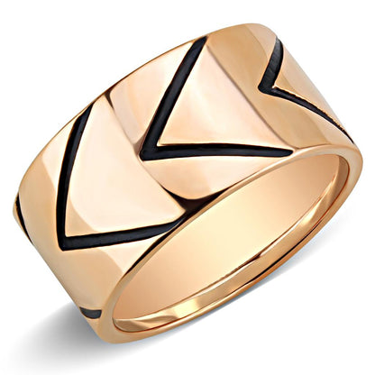 MATK3563 - IP Rose Gold(Ion Plating) Stainless Steel Ring with Epoxy  in Jet