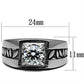 MATK356 - High polished (no plating) Stainless Steel Ring with AAA Grade CZ  in Clear