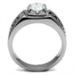 MATK356 - High polished (no plating) Stainless Steel Ring with AAA Grade CZ  in Clear