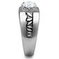 MATK356 - High polished (no plating) Stainless Steel Ring with AAA Grade CZ  in Clear