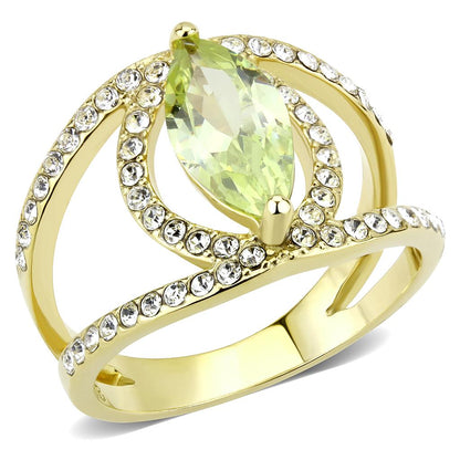 MATK3578 - IP Gold(Ion Plating) Stainless Steel Ring with AAA Grade CZ  in Apple Green color