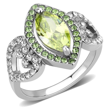 MATK3579 - No Plating Stainless Steel Ring with AAA Grade CZ  in Apple Green color