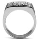MATK357 - High polished (no plating) Stainless Steel Ring with Top Grade Crystal  in Clear