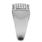 MATK357 - High polished (no plating) Stainless Steel Ring with Top Grade Crystal  in Clear