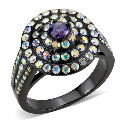 MATK3580 - IP Black(Ion Plating) Stainless Steel Ring with Assorted  in Multi Color
