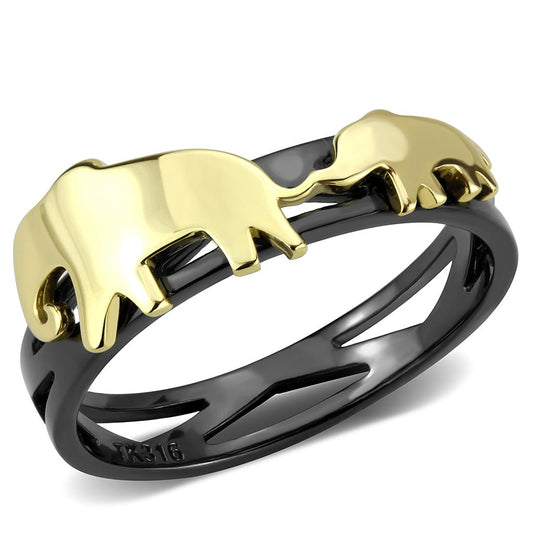 MATK3582 - IP Gold+ IP Black (Ion Plating) Stainless Steel Ring with No Stone