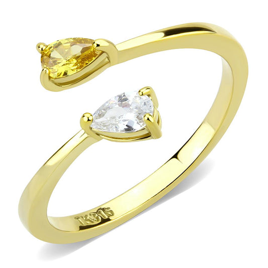 MATK3586 - IP Gold(Ion Plating) Stainless Steel Ring with AAA Grade CZ  in Topaz
