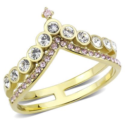 MATK3587 - IP Gold(Ion Plating) Stainless Steel Ring with AAA Grade CZ  in Rose