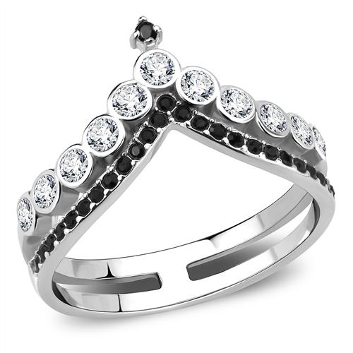 MATK3588 - No Plating Stainless Steel Ring with Top Grade Crystal  in Clear