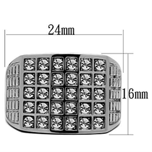 MATK358 - High polished (no plating) Stainless Steel Ring with Top Grade Crystal  in Clear