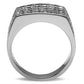 MATK358 - High polished (no plating) Stainless Steel Ring with Top Grade Crystal  in Clear