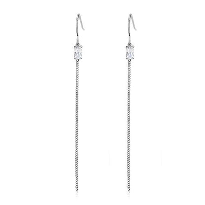 MATK3599 - High polished (no plating) Stainless Steel Earrings with AAA Grade CZ  in Clear