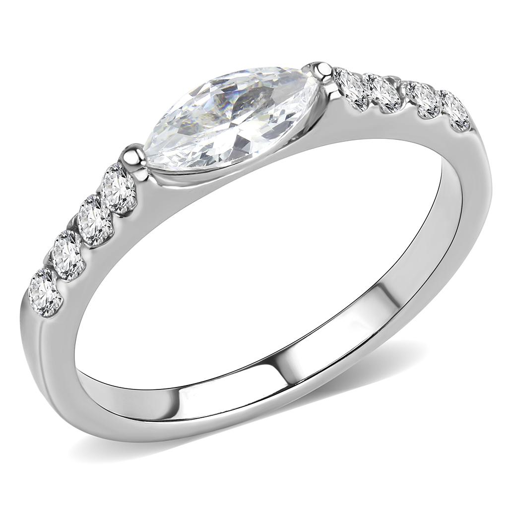 MATK3607 - No Plating Stainless Steel Ring with AAA Grade CZ  in Clear
