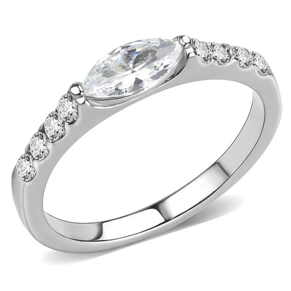 MATK3607 - No Plating Stainless Steel Ring with AAA Grade CZ  in Clear