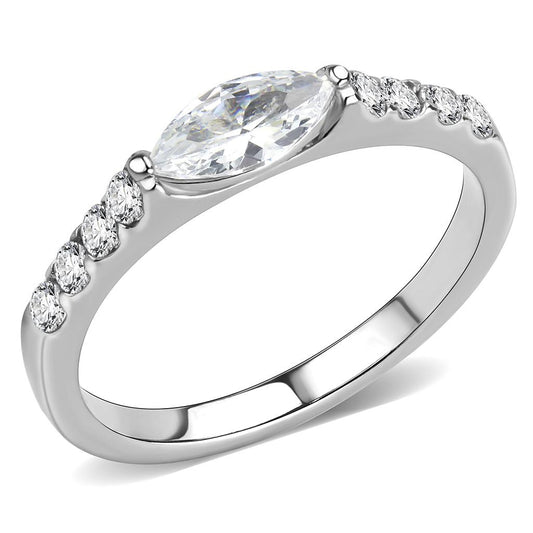 MATK3607 - No Plating Stainless Steel Ring with AAA Grade CZ  in Clear