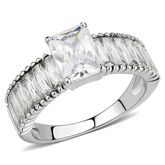 MATK3608 - No Plating Stainless Steel Ring with AAA Grade CZ  in Clear