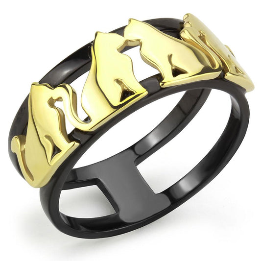 MATK3609 - IP Gold+ IP Black (Ion Plating) Stainless Steel Ring with No Stone