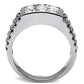 MATK360 - High polished (no plating) Stainless Steel Ring with Top Grade Crystal  in Clear