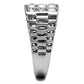 MATK360 - High polished (no plating) Stainless Steel Ring with Top Grade Crystal  in Clear