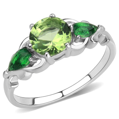 MATK3610 - No Plating Stainless Steel Ring with Crystal in Peridot