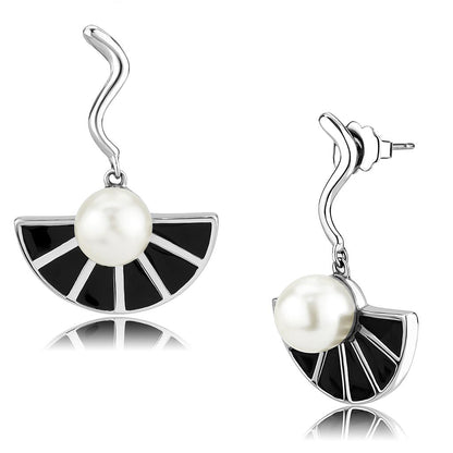 MATK3612 - No Plating Stainless Steel Earrings with Synthetic Pearl in White