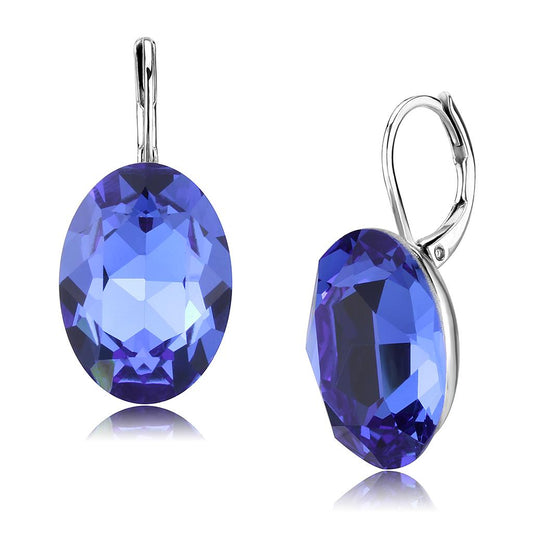 MATK3614 - No Plating Stainless Steel Earrings with Top Grade Crystal  in Sapphire