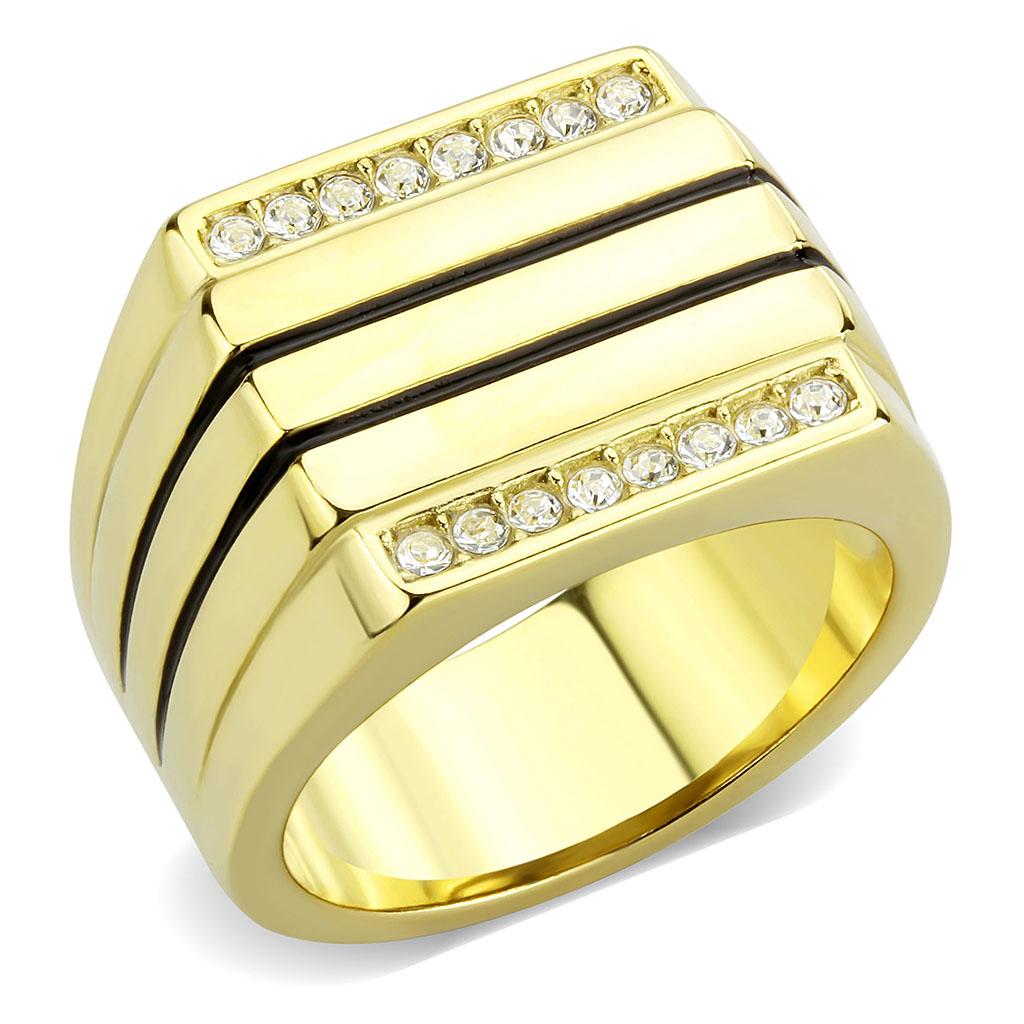 MATK3618 - IP Gold(Ion Plating) Stainless Steel Ring with Top Grade Crystal  in Clear