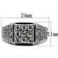 MATK361 - High polished (no plating) Stainless Steel Ring with Top Grade Crystal  in Clear