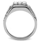 MATK361 - High polished (no plating) Stainless Steel Ring with Top Grade Crystal  in Clear