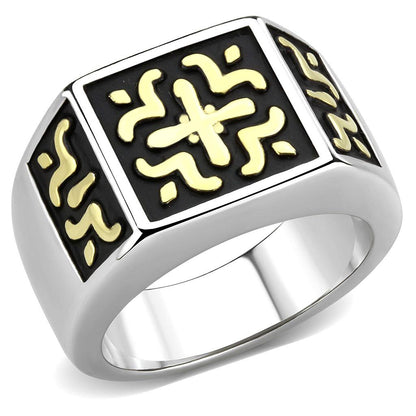 MATK3622 - Two-Tone IP Gold (Ion Plating) Stainless Steel Ring with No Stone