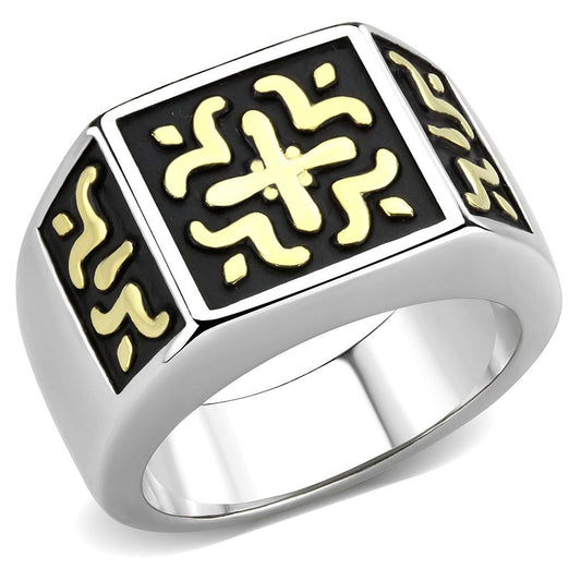 MATK3622 - Two-Tone IP Gold (Ion Plating) Stainless Steel Ring with No Stone