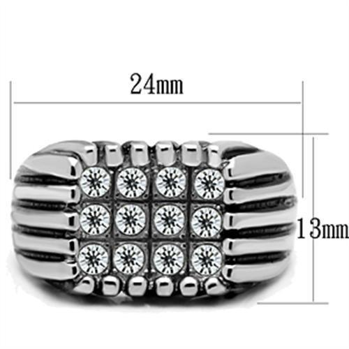 MATK363 - High polished (no plating) Stainless Steel Ring with Top Grade Crystal  in Clear