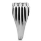 MATK363 - High polished (no plating) Stainless Steel Ring with Top Grade Crystal  in Clear