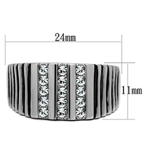 MATK364 - High polished (no plating) Stainless Steel Ring with Top Grade Crystal  in Clear