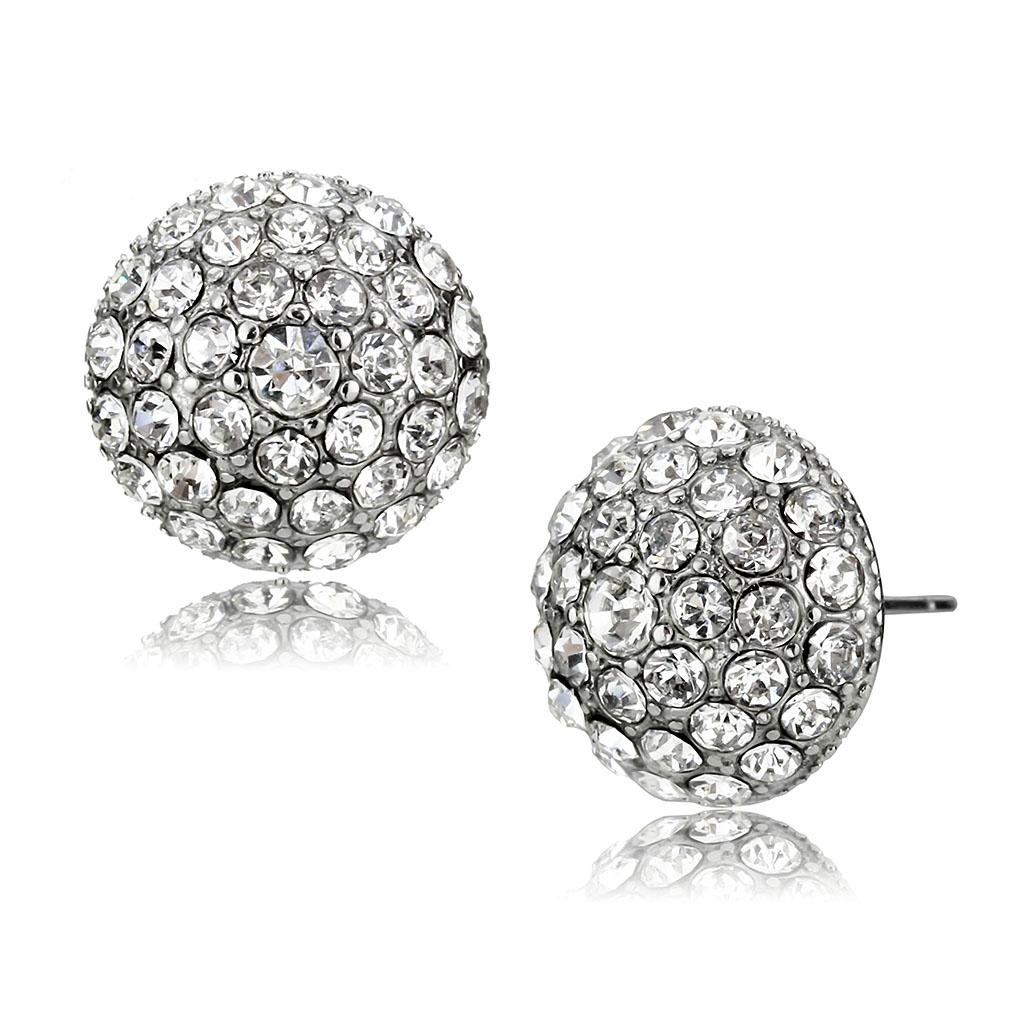 MATK3655 - High polished (no plating) Stainless Steel Earrings with Top Grade Crystal  in Clear
