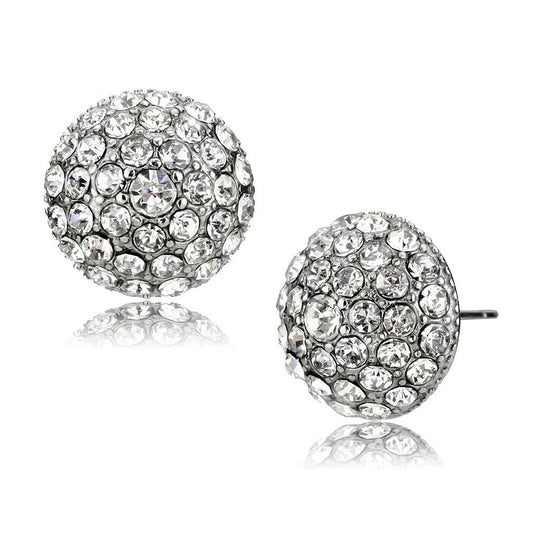 MATK3655 - High polished (no plating) Stainless Steel Earrings with Top Grade Crystal  in Clear
