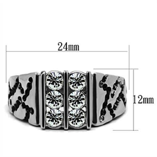 MATK365 - High polished (no plating) Stainless Steel Ring with Top Grade Crystal  in Clear