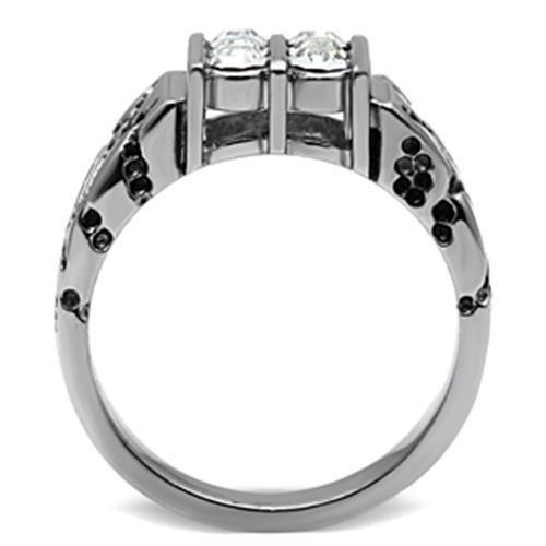 MATK365 - High polished (no plating) Stainless Steel Ring with Top Grade Crystal  in Clear