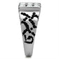 MATK365 - High polished (no plating) Stainless Steel Ring with Top Grade Crystal  in Clear