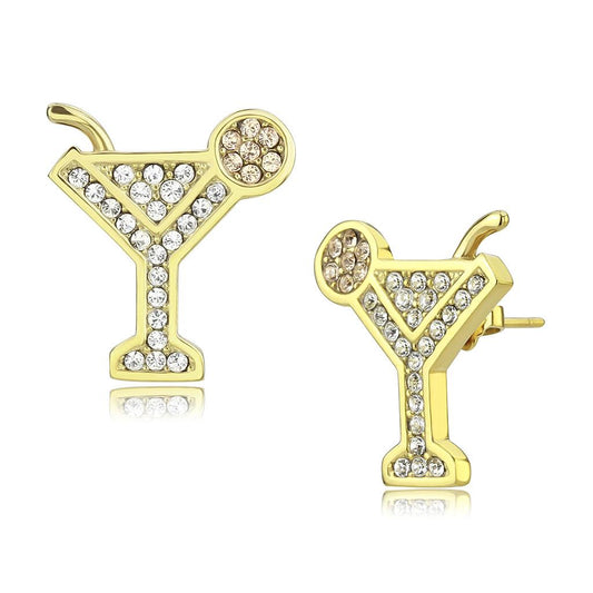 MATK3660 - IP Gold(Ion Plating) Stainless Steel Earrings with Top Grade Crystal  in Silk