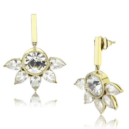MATK3661 - IP Gold(Ion Plating) Stainless Steel Earrings with Top Grade Crystal  in Clear