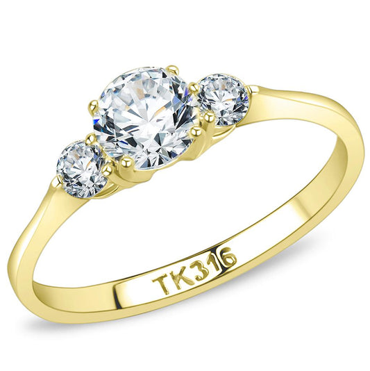 MATK3668 - IP Gold(Ion Plating) Stainless Steel Ring with AAA Grade CZ  in Clear