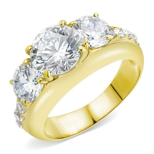 MATK3669 - IP Gold(Ion Plating) Stainless Steel Ring with AAA Grade CZ  in Clear