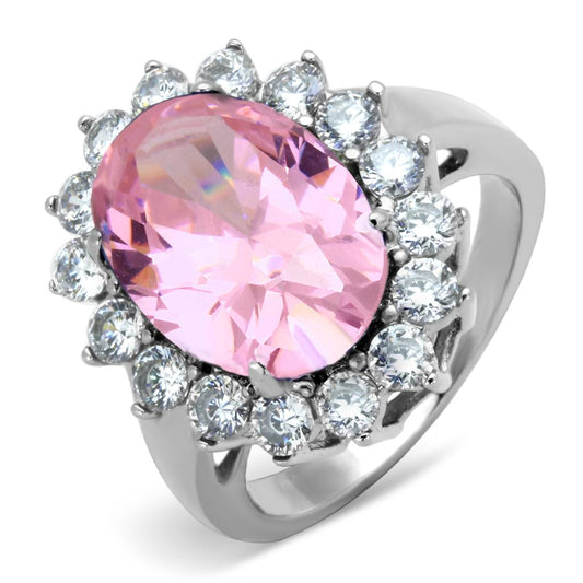 MATK3676 - High polished (no plating) Stainless Steel Ring with Synthetic Synthetic Glass in Rose