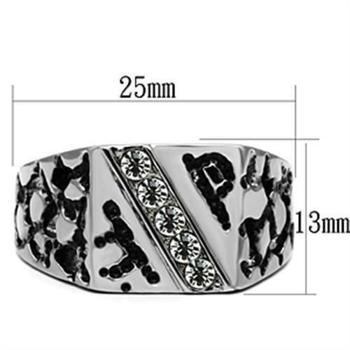 MATK367 - High polished (no plating) Stainless Steel Ring with Top Grade Crystal  in Clear